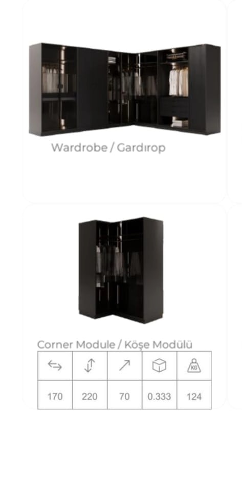 Dulap Modul colt usi sticla GARDA MZZ