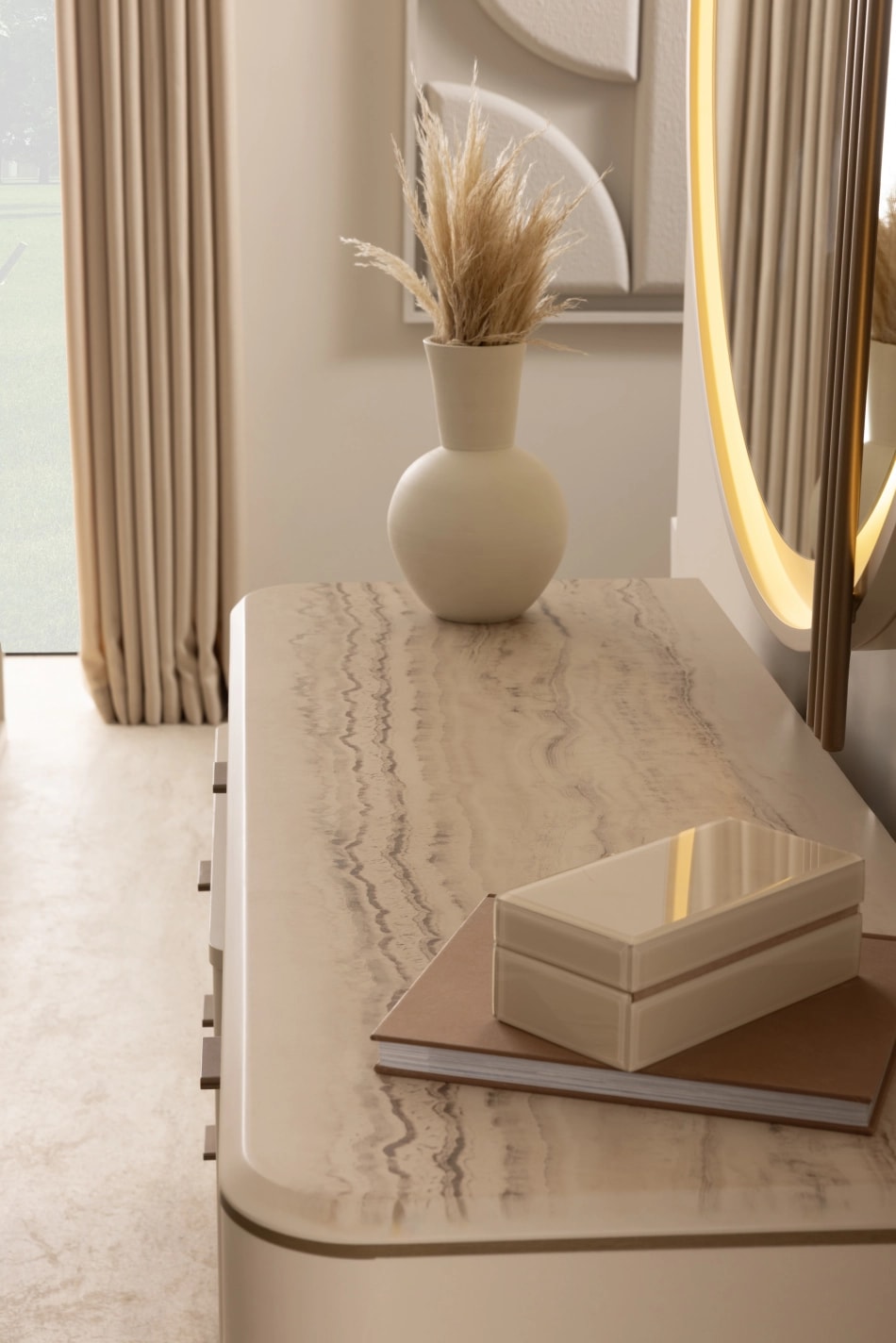 Comoda cu oglinda si pouf LOFT ID