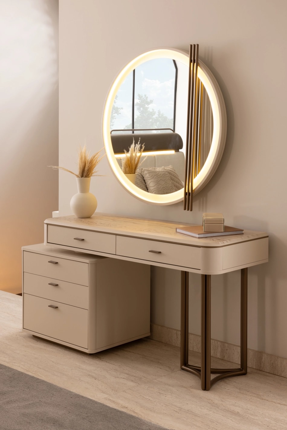 Comoda cu oglinda si pouf LOFT ID